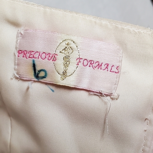 Vintage Precious Formals Special Made Magenta Beaded Floral Lace Tulle Ball Gown - Picture 14 of 16